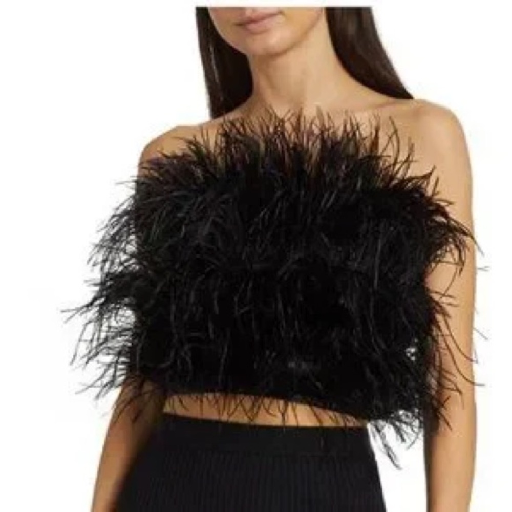 En Saison Black Embellished Sleeveless Crop Top